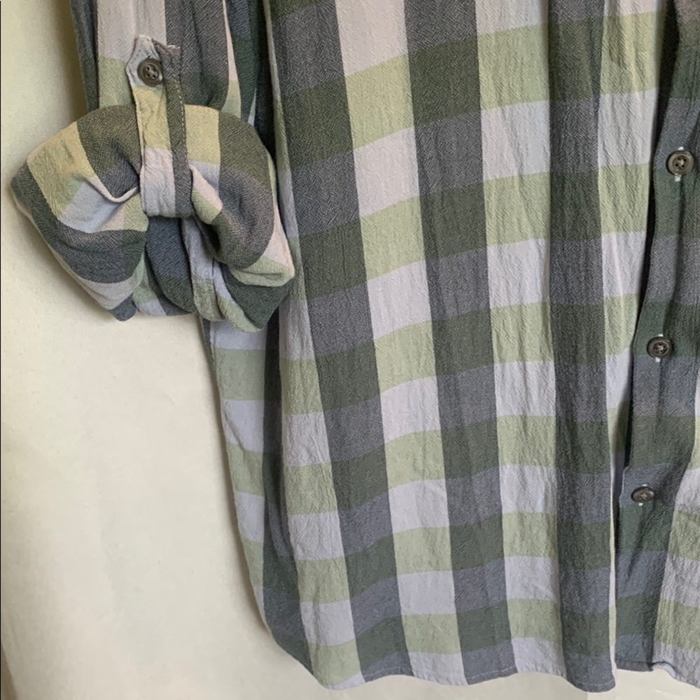 PERRY ELLIS Men's Green and Gray Checkered Long Sleeve Shirt XXL - Picture 3 of 13